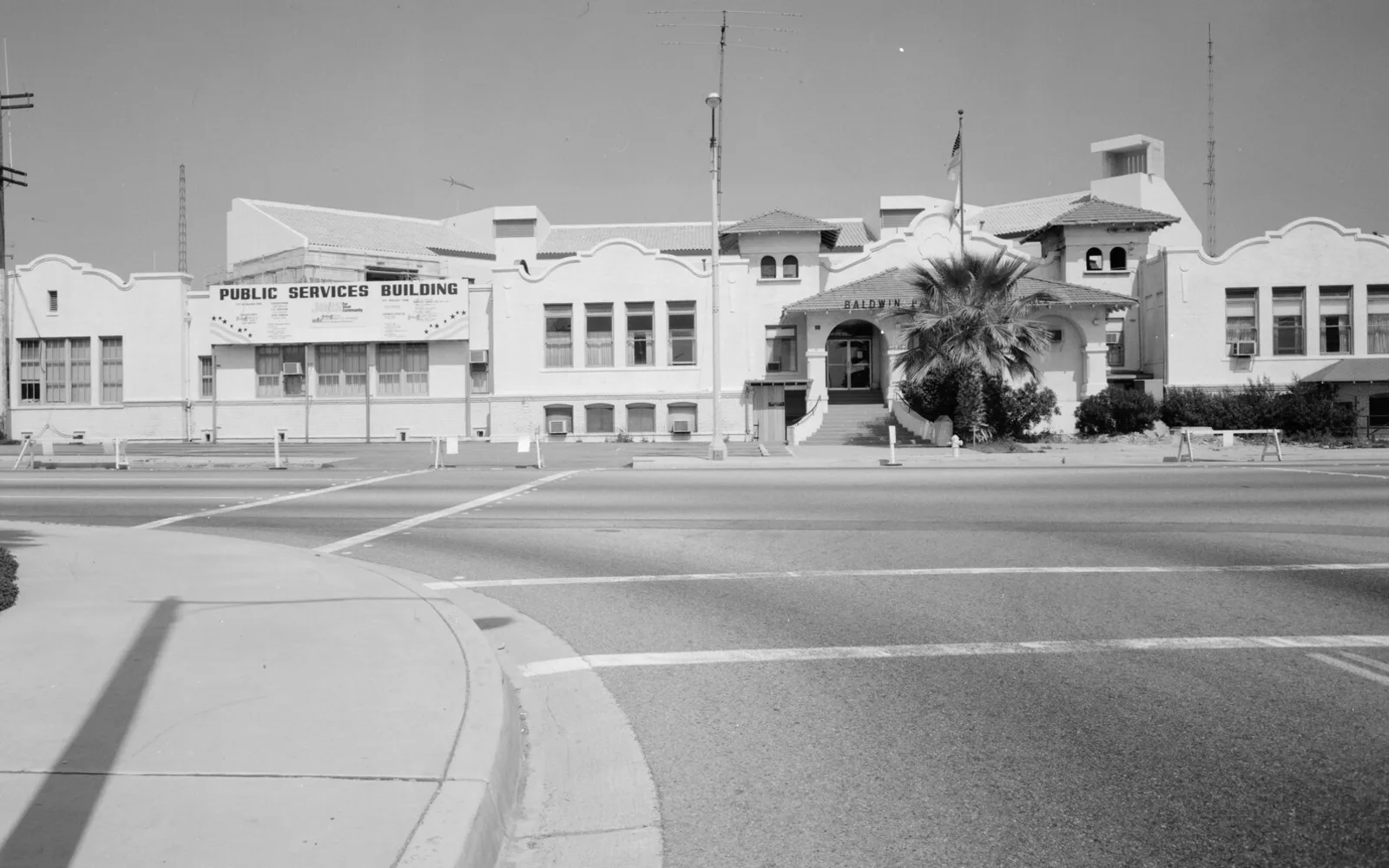 Former Central School serving as Baldwin Park City Hall and public services building, photographed in 1978